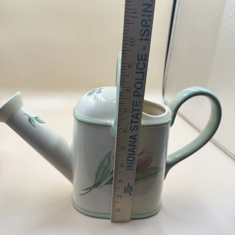 Pfaltzgraff‎ Garden Party Watering Can Pitcher Farmhouse Floral Ceramic Pitcher